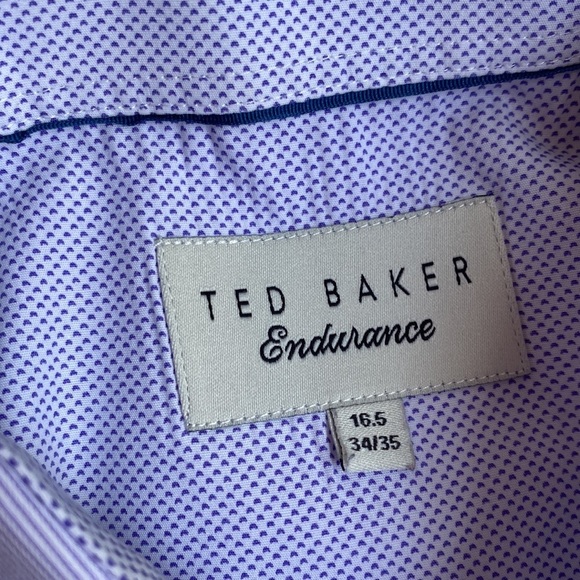 Ted Baker Endurance Button Down Shirt Purple Stripe Suit Summer Blue Neck 16.5 - Picture 4 of 9